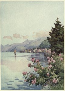 Bellagio från Villa Melzi, Lago di Como, Illustration från "De italienska sjöarna" av Richard Bagot av Ella Du Cane
