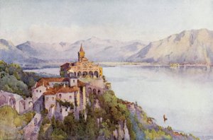 Madonna del Sasso, Locarno, Lago Maggiore (färg litho)