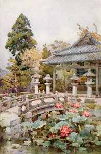 Lotus vid Kyomidzu (färglitografi) av Ella Du Cane