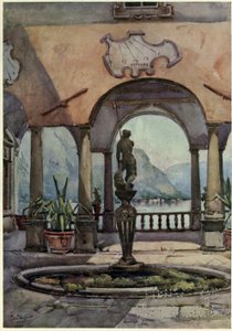 Loggian, Villa Pliniana, Comosjön, Illustration från "The Italian Lakes" av Richard Bagot av Ella Du Cane