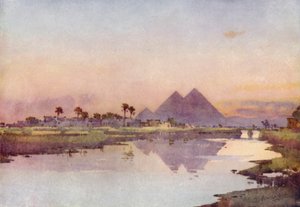 Nilen och pyramiderna (färg litho) av Ella Du Cane