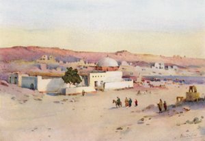 Vägen från Assuan till Shellal (färg litho) av Ella Du Cane