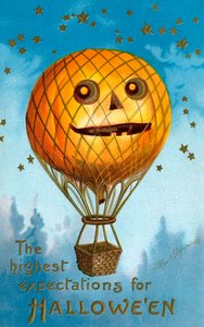 En Halloween pumpa varmluftsballong