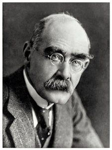 Rudyard Kipling (1865-1936) engelsk författare mest ihågkommen för sina dikter, "Just So Stories" och "The Jungle Book". av Elliott and Fry Photography Studio