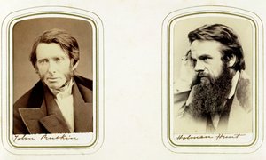 John Ruskin, engelsk konstnär, poet och kritiker, och William Holman Hunt, engelsk konstnär, 1865 av Elliott and Fry