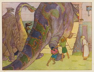 Noaks ark: Dinosauriernas dilemma (färglitografi) av Elmer Boyd Smith