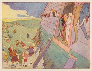 Noaks Ark: Regnet (färglitografi)
