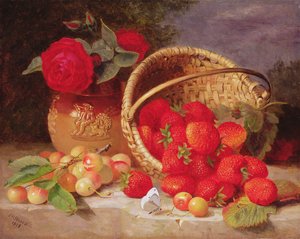 Stilleben av korg med jordgubbar och körsbär, 1898