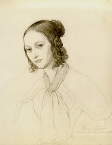 Porträtt av Clara Wieck-Schumann 1819-1896, 1836. av Elwine von Leyser