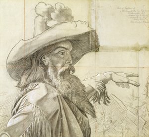 Detalj av tecknad bild till väggmålning Westward the Course of Empire... av Emanuel Gottlieb Leutze