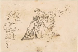 Studie för "The Return of King Friedrich II from Küstrin" av Emanuel Gottlieb Leutze