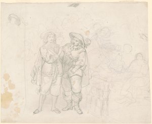 Två kavaljerer [recto] av Emanuel Gottlieb Leutze