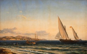 Kväll vid Medelhavet. I bakgrunden Marseille och ön If