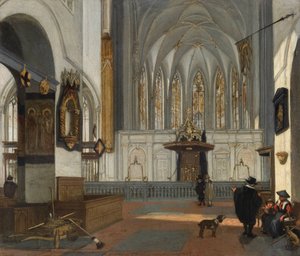 Holländska: Vy över koret i Janskerk i Utrecht, sett från långhuset Vy över koret i Janskerk i Utrecht av Emanuel de Witte