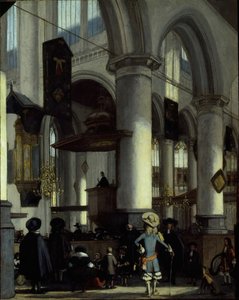 Interiör av Gamla kyrkan, Delft, ca. 1680. av Emanuel de Witte