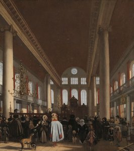Interiör av den portugisiska synagogan i Amsterdam av Emanuel de Witte