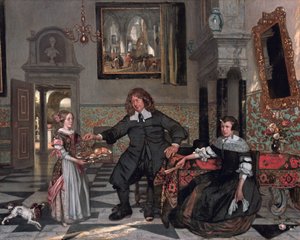 Porträtt av en familj i en interiör (Pieter de Graeffs familj) av Emanuel de Witte