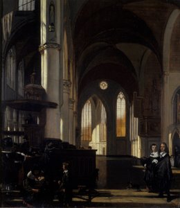Interiören av en gotisk kyrka, ca 1650 (olja på ek)