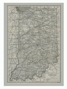 Karta över Indiana, USA, c1900-talet
