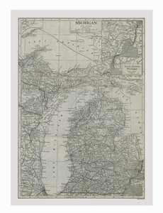 Karta över Michigan, USA, c1900.