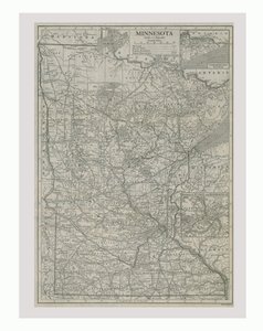 Karta över Minnesota, USA, c1900-talet.
