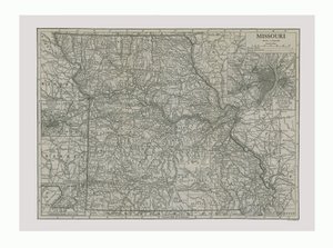 Karta över Missouri, USA, c1900-talet.