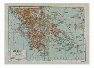 Karta över det moderna Grekland, c1910-talet.