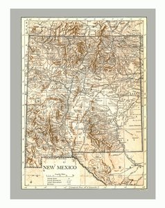 Karta över New Mexico, c1900-talet.
