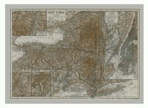 Karta över New York, c1900-talet.