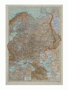 Karta över Ryssland i Europa, c1910-talet.