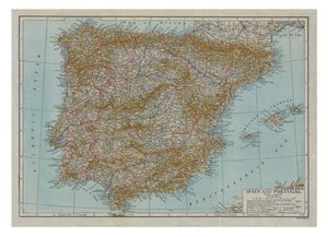 Karta över Spanien och Portugal, c1910. av Emery Walker