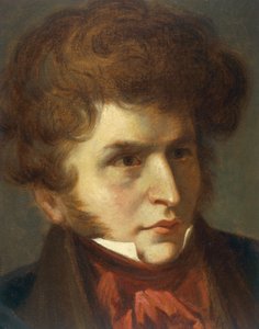 Frankrike, La-Cote-Saint-Andre, Porträtt av Hector Berlioz av Emile (after) Signol