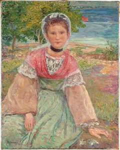 Young Bretonne, ca 1895 (olja på duk) av Emile Alfred Dezaunay