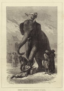 Brottsling avrättad av en elefant i Baroda av Emile Antoine Bayard