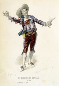 Figaro i "Barberaren i Sevilla" i "Oeuvres completes de Beaumarchais", red. Laplace Sanchez & cie, Paris av Emile Antoine Bayard