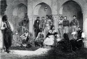 Miss Tinne med sin huspersonal, Alger, illustration från 