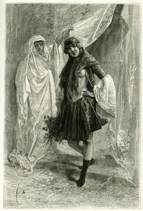 Porträtt av Ziba Khanoum, persisk prinsessa. Gravyr av E.Bayard, efter ett fotografi, för att illustrera berättelsen "" Persia, Chaldee och Susiane"" 1881-1882, av Jane Dieulafoy (f. Magre) av Emile Antoine Bayard