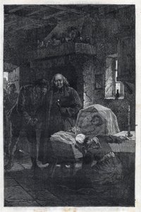 The Myriel Eveque with a Mourning Family - Illustration av Emile Bayard (1837-1891) för "The Miserables - First Part: Fantine" av Victor Hugo (1802-1885) 1862 av Emile Antoine Bayard