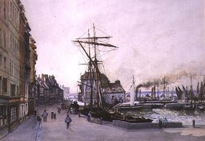 Kajen i Honfleur (akvarell) av Emile Antoine Francois Herson