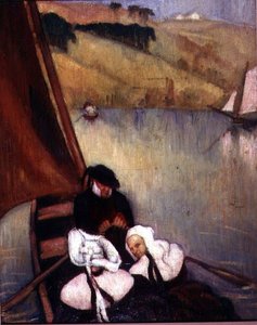 Bretonska kvinnor i en färja, ca 1900 (olja på duk) av Emile Bernard