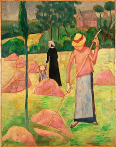 Kvinna med kratta ... (olja på duk) av Emile Bernard