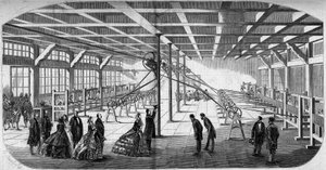 Invändig vy av herrarna Gaensly och Bernards diamantskärning nära barriären Maine 1859, under besöket av Napoleon III (1808-1873) och Impress Eugenie (Eugenie de Montijo)