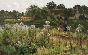 The River Lys at Astene, ca 1885 (olja på duk)
