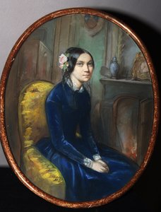 Porträtt av Idalia Poletika (?) (Porträtt av I. Poletika). Verk av Emile Francois Dessain (1808-1882), akvarell och pastell på papper av Emile Francois Dessain