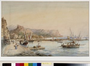 Utsikt över hamnen i Cassis Akvarell av Emile Henry (1822-1920) Fondation regards de Provence, Marseille av Emile Henry