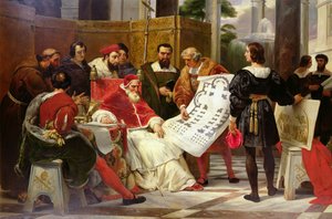 Påven Julius II beordrade Bramante, Michelangelo och Rafael att bygga Vatikanen och Peterskyrkan, 1827 (detalj från 157491)