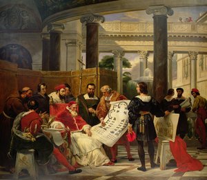 Påven Julius II beordrar Bramante, Michelangelo och Rafael att bygga Vatikanen och Peterskyrkan, 1827 (se även 157492)