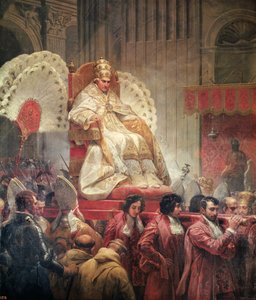 Påven Pius VIII (1761-1830) i Peterskyrkan på Sedia Gestatoria, 1829 (se även 182515) av Emile Jean Horace Vernet