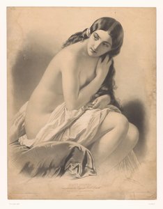 Sittande naken kvinna tittar på en geting La guêpe (titel på objekt) Studier av utvalda artister (serietitel) Etudes choisies (serietitel på objekt)