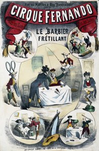 Cirque Fernando: The Writing Barber - Affisch av Lévy, sent 1800-tal av Emile Levy